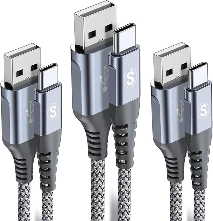 sweguard USB Type C Charger Cable [3-Pack,15ft+10ft+6.6ft] iPhone 16 Charger Nylon Braided Cord for iPhone 16 15 Pro Max Plus Samsung Galaxy S24 S23 S22 S21 S20 S10 Note 20 10 A54 Pixel LG Moto PS5