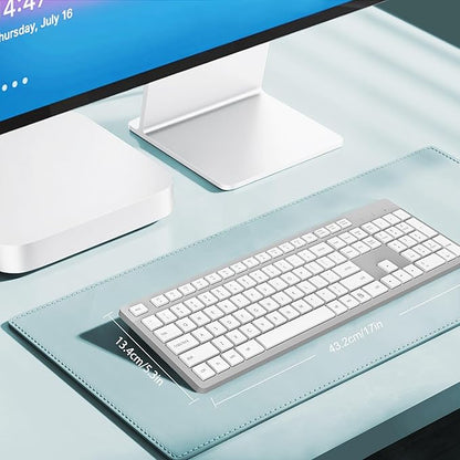 LeadsaiL Wireless Keyboard, 2.4GHz Full-Sized Ergonomic Computer Keyboard, Cordless Noiseless Keyboard,12 FN Shortcuts for Windows MacOS Laptop Computer - White and Grey