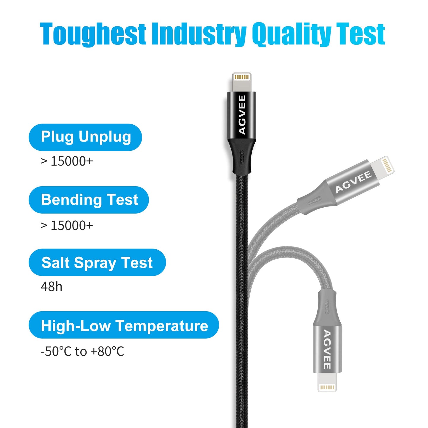 AGVEE 2 Pack 4 Inch USB-C Female to Lightning Male 30W Charging Adapter