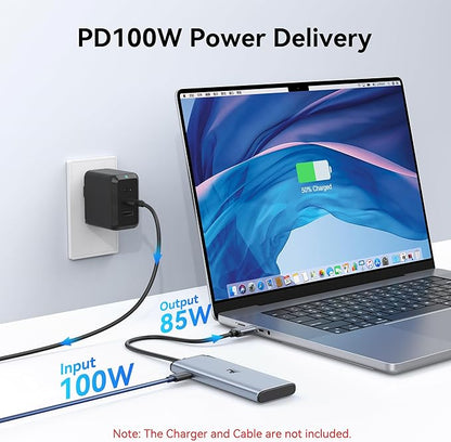 USB C Docking Station Dual Monitor 4K@60Hz DP Alt Mode, USB C Video Hub with 10Gbps Data Transfer, 100W PD Charging, USBC Splitter for Dell/HP/Lenovo, Portable Monitor and More Type C Devices
