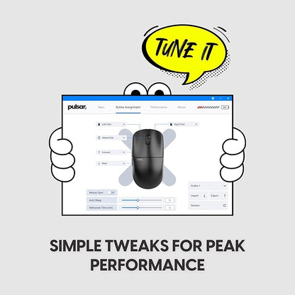 Pulsar Gaming Gears X2 Crazylight Wireless Gaming Mouse, Ultra Lightweight 1.23 oz (35g), Optical Switch, 32000 DPI, 750 IPS, XS-1 Sensor, 8k Compatible (Volt Shadow)