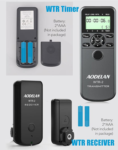 AODELAN Wireless Remote Control for Nikon Cameras, Timer Remote Shutter Release Cable for Z9 D5 D6 D800 D810 D850 ; Replaces Nikon MC-30