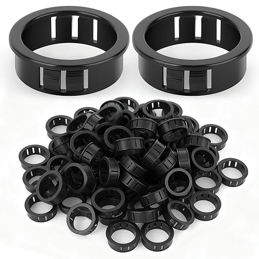 100PCS 7/8" Black Cable Snap Bushing Grommet, Snap in Cord Bushing Protect Cables