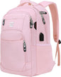 Laptop Backpack,Business Travel Anti Theft Slim Durable Laptops Backpack with USB Charging Port,Water Resistant College Computer Bag for Women & Men Fits 15.6 Inch Laptop and Notebook-Light Pink