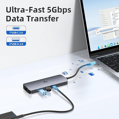 USB C Docking Station Dual Monitor, LIONWEI Laptop Docking Station 3 Monitors with 2 HDMI, 4K DisplayPort, 1Gbps Ethernet, 100W PD, 3 USB A/C 3.0, USB C Hub Multiport Adapter for Dell/Lenovo/HP