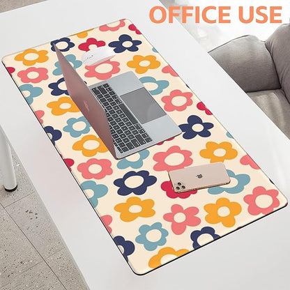 Mouse Pad Large Vintage Flowers Non-Slip Game Desk Mat with Stitched Edge Laptop Keyboard Desk Pad for Work Home Gaming (35.4 x 15.7 Inches)