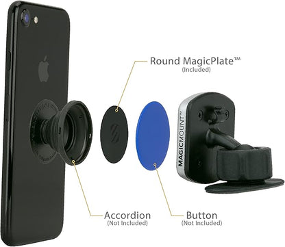 Scosche MPRNDRK-SP MagicMount Replacement Metal Plate Kit for Phone, Metal Plates for Magnetic Mount Cell Phone Holder for Car, Universal with All Devices and Phone Case, Black - Round