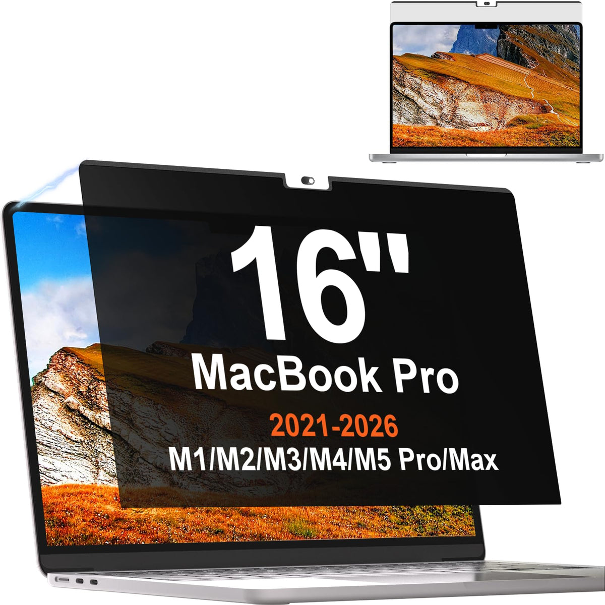 Mamol Magnetic Privacy Screen MacBook Pro 16 Inch 2021-2026 (M1-M2-M3-M4-M5), Removable Anti Blue Light Glare Filter Screen Protector