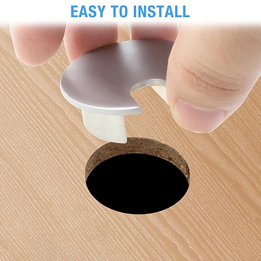 Desk Grommet 1-3/8" (35 mm), Desk Cord Hole Cover, Cable Grommet Metal Zinc Alloy Materilal, Desk Hole Grommet for Office and Home Table Cable, Detachable Cable Cord Organizer (Bright Silver 1 Pcs)