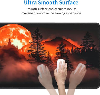 Extended Gaming Mouse Pad, Large Desk Mat XL Anime Mouse Pad Waterproof with Stitched Edges, Non-Slip Desktop Pad for Home and Office, Level Up Your 31.5x11.8 Inch (Roaring Flame)