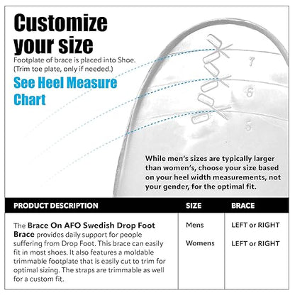 BraceOn AFO Swedish Foot Stabilizer, Drop Foot Brace for Women, AFO Brace and Foot Drop Brace, Womens, Left