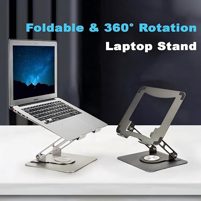 Laptop Pad 360 Rotating Laptop Stand 2 Adjustable Angle and 0-13 inches Tall Adjustable Cooling Pad Fits 10-17.3" laptops Pads