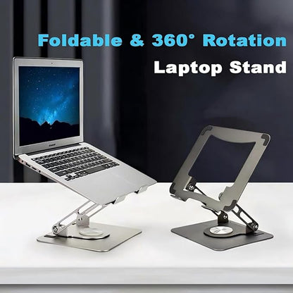 Laptop Pad 360 Rotating Laptop Stand 2 Adjustable Angle and 0-13 inches Tall Adjustable Cooling Pad Fits 10-17.3" laptops Pads