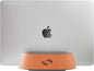 HumanCentric Vertical Laptop Stand in Vegan Cognac Leather, Upright Adjustable Holder and Dock, Laptop Vertical Stand Fits MacBook Pro and Other Laptops .5" to 1.5", Clamshell Compatible