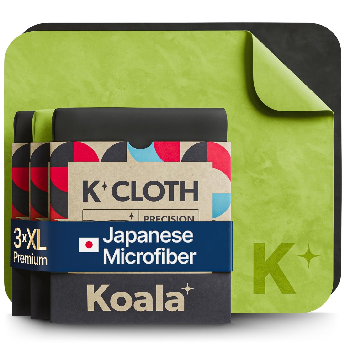 Koala Lens Cleaning Cloth | Japanese Microfiber | Black & Green (Pack of 3)