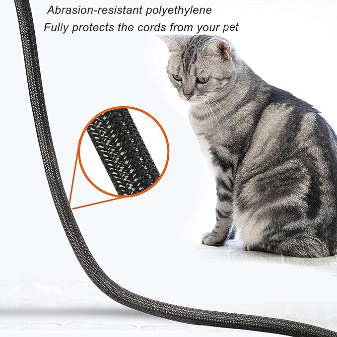CrocSee 10ft - 1 inch Braided Cable Management Sleeve Cord Protector - Self-Wrapping Split Wire Loom for TV/Computer/Home Theater/Engine Bay - Black