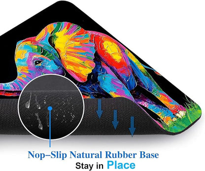 Colorful Art Animal Elephant Mouse Pads for Desk, Portable Wireless Computer Mouse pad Small Design with Women, Non-Slip Rubber Base Laptop Mousepad 9.5" x 7.9" Smooth Surface for Office & Travel