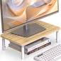 WELL WENG Bamboo Monitor Stand Riser, 4 Adjustable Height,Easy Assembly