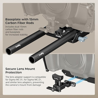 SmallRig Camera Cage Advanced Kit for Blackmagic Design Cinema 6K, Only for BMCC 6K, with Top Handle, Rotating Side Handle, SSD Bracket, Cable Clamp, Lens Mount Adapter, 15mm Rods and Baseplate - 4575