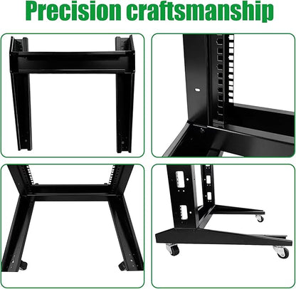 2 Post 42U Open Frame Server Rack 2-Post Server Rack Network Rack,with Movable casters，Comes with 2 Center Trays,for 19 Inch Equipment, Networking Data & IT Devices,1080lbs Weight Capacity(2P-DL-42)
