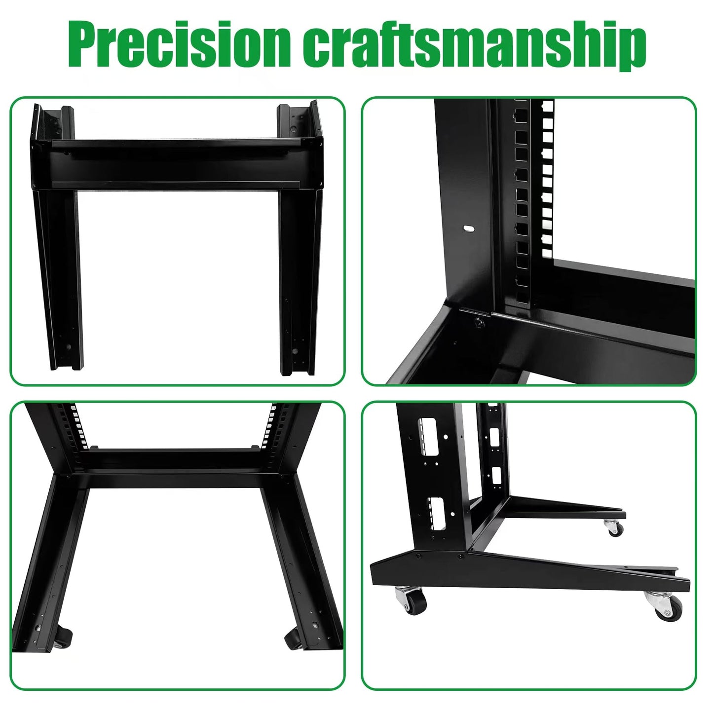 GlobalRack 2-Post 42U Open Rack on Casters, w/2x 2U Center Mount Shelves