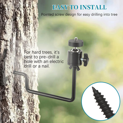 5 Pcs Trail Camera Tree Mount, Trail Camera Holder 360° Cameras Bracket for Game Cam, Hunting Accessories,Metal Security Cam Mount with 1/4 Inch Screw for Solar Panels,etc, Compact Sturdy.