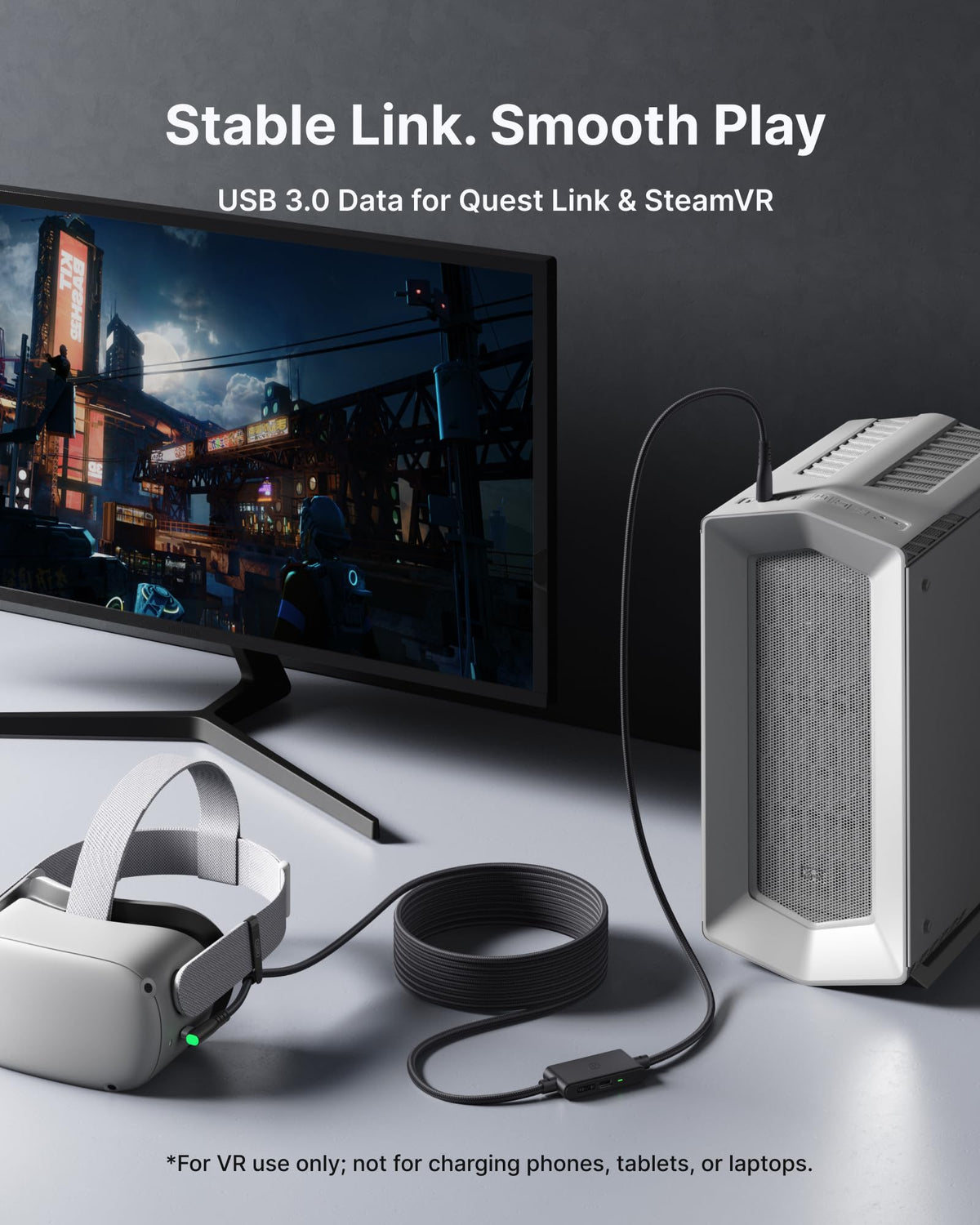INIU 16ft VR Link Cable with Separate Charging Port, USB 3.0 to USB C Cable