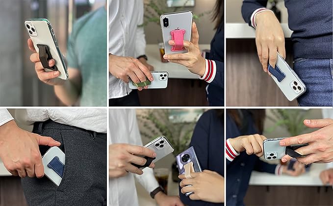 Cell Phone Finger Grip Strap Holder for Hand, Finger Strap Phone Holder, New Slim Finger Loop Selfie Grip Compatible with Most Smartphones - 2Pack(Black Gold)