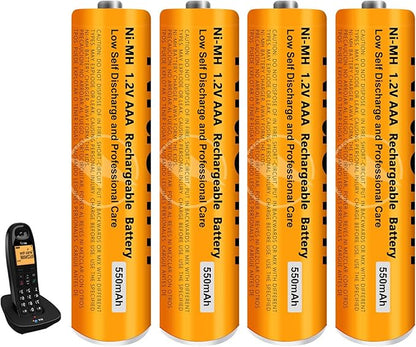 4 Pack NI-MH AAA Rechargeable Battery for Panasonic, 1.2V 550mah AAA Rechargeable Batteries for Panasonic Cordless Phones Handset, Remote Controls, Electronics