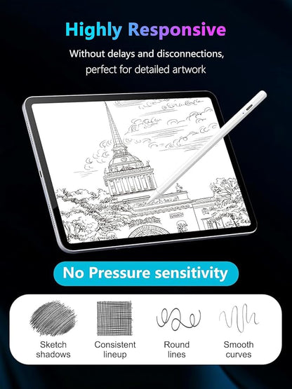 Stylus Pen for Apple iPad (2025-2018),Sensitivity Palm Rejection Fast Charge Stylus Pencil,iPad Pencil for iPad A16 11/10/9/8/7/6th & iPad Pro 13/12.9/11(M4) & Air 13/11(M3/M2) & Mini A17 Pro/6/5