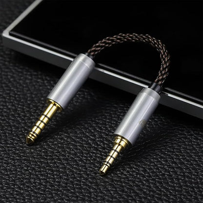okcsc 4.4MM Male to 3.5MM Male Ultra Short Hifi Audio Cable - OFC Pair Recording Cable - 8-Core Braided Structure - 5.82 inch