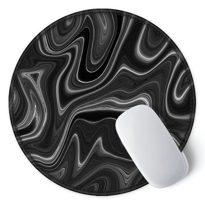ITNRSIIET Round Mouse Pad with Stitched Edge Premium-Textured Waterproof Non-Slip Rubber Base Desktop Protection Mat Diameter 8.7 inches, Abstract Black and White