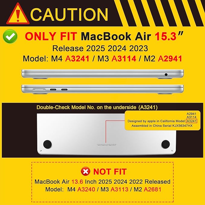 MEEgoodo for M4/M3/M2 MacBook Air 15.3 inch Case 2025 2024 2023, Case Fit Model (A3241/A3114/A2941) for MacBook Air 15 inch, Laptop Hard Shell with Keyboard Cover, Fruit & Sticker