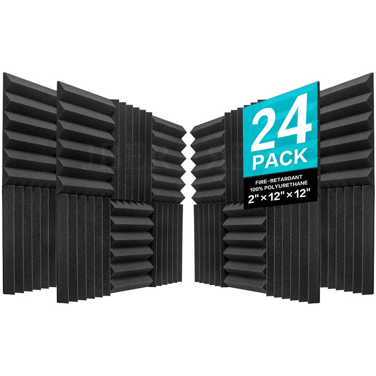 JBER 24 Pack Acoustic Panels Studio Foam Wedges Soundproof Padding