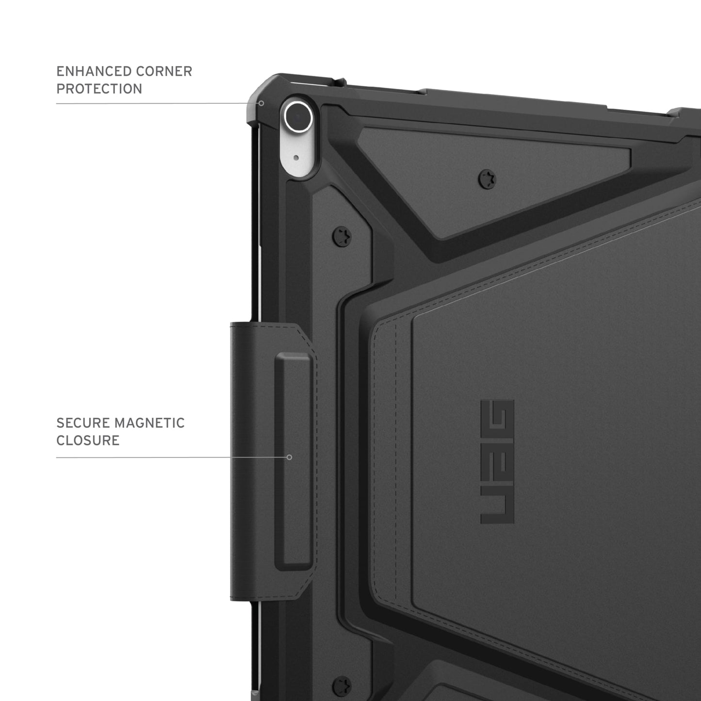 URBAN ARMOR GEAR UAG Designed for iPad Air 13" Case M4/M3 2024-2026 - Rugged Multi-Angle Viewing Folio Protective Cover Pencil Holder & Adjustable Stand, Metropolis SE Black