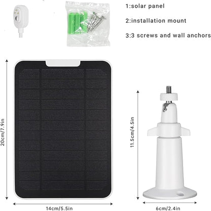 Upgrade 5W Solar Panel Charging Compatible with Arlo Pro 3/Pro 4/Pro 5S/Ultra/Ultra 2/Go 2 Continuous Power Supply IP65 Weatherproof with 9.8ft Charging Cable and Adjustable Wall Mount 1Pack