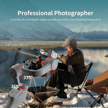 TOALLIN Gimbal Stabilizer for Smartphone, 3-Axis Phone Gimbal with AI Tracking, Gesture Control, Long Battery Life Stabilizer for iPhone & Android, Video Recording, Streaming, Travel Vlogging
