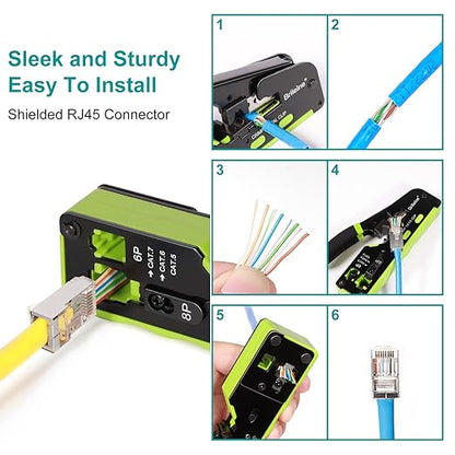 50-Pack Cat 6 Shielded Pass Through RJ45 Connectors + 50Pack RJ45 Strain Relief Boots, 8P8C Modular Ethernet STP Network Cable Plug End for Cat6 Cat5e