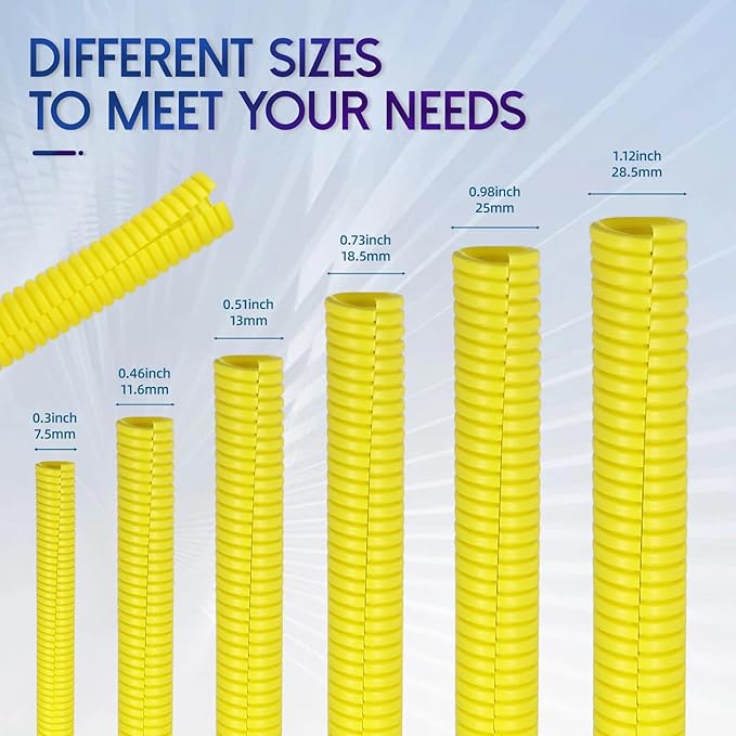 Split Wire Loom Tubing, 10,25ft Cord Protectors from Pets No Chew, Flexible Wire Covers Cord Protectors, Protective Split Cable Sleeve for Automotive Home Industrial Wires(Yellow, 0.46inch-10ft)