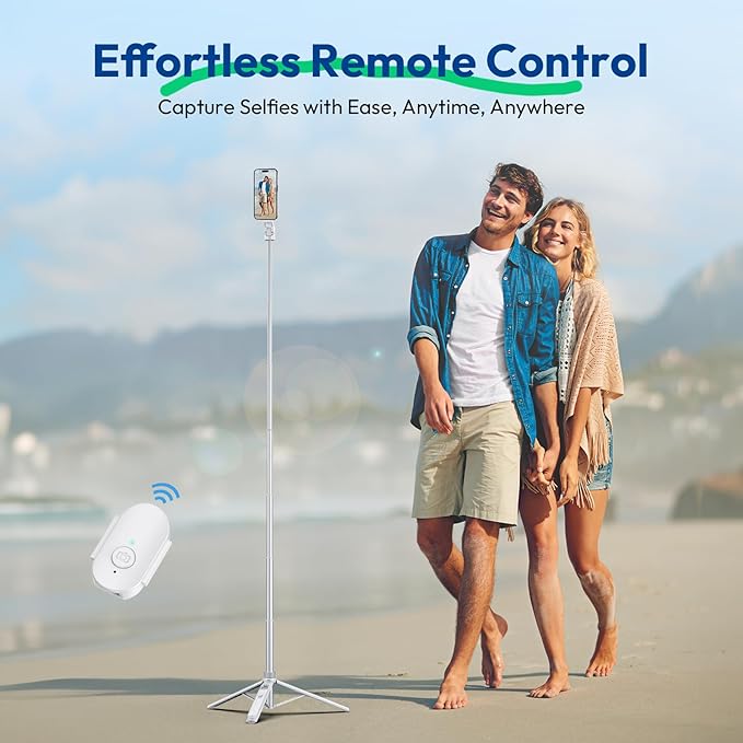 ULANZI TT88 Magnetic Tripod for iPhone 17, 57" Extendable Selfie Stick w Remote, 2-in-1 Phone Clip & Dual Cold Shoe Mounts-Lightweight Phone Tripod Stand for Vlogging, Travel, Video Recording, White