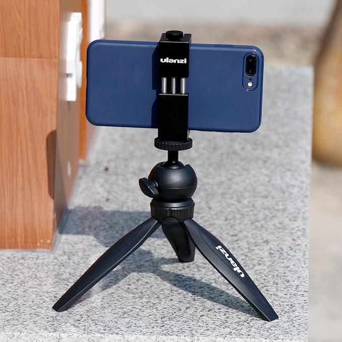 ULANZI ST-02S Aluminum Phone Tripod Mount w Cold Shoe Mount, Support Vertical and Horizontal, Universal Metal Adjustable Clamp for iPhone 12 11 Pro Xs X Max 8 7 Plus Samsung Android Smartphones