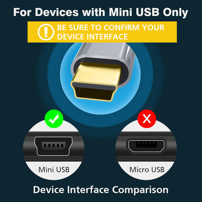 AGVEE 1ft Mini USB Cable, Durable USB-A to Mini-B Data and Charger
