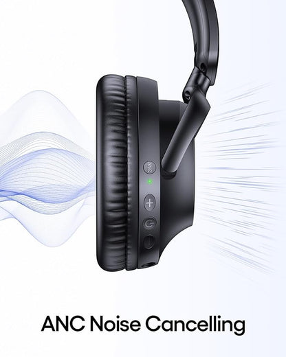 TAGRY Hybrid Active Noise Cancelling Headphones 100H Playtime Wireless Over Ear Bluetooth Headphone with Hi-Res Audio Fast Charging Comfort Earcups Headsets for Travel Home Office Phone PC Black