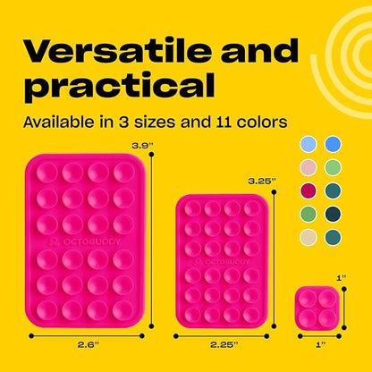 Classic - Silicone Suction Phone Case Adhesive Mount - Hands-Free, Strong Grip Holder for Selfies & Videos - iPhone & Android Compatible - 2.25″ x 3.25″, Hot Pink