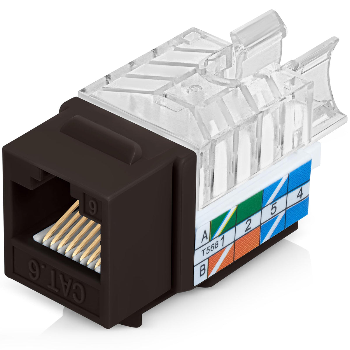Everest 45 Degree RJ45 Cat6 Keystone Jacks Slim Profile 20-Pack Orange
