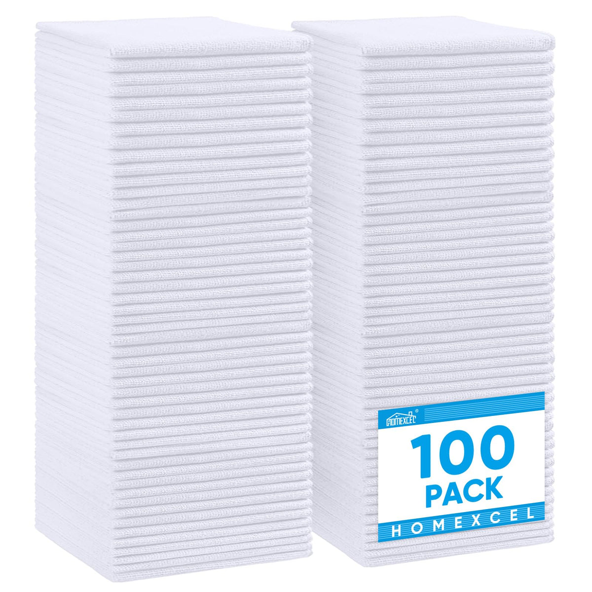 HOMEXCEL 100PK Microfiber Cleaning Cloth, Cleaning Rag for Home, 11.5x11.5