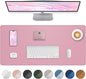 Leather Desk Pad Protector,Desk Mat,Large Mouse Pad, Non-Slip Desk Pad, Waterproof PU Leather Desk Blotter Mat, Desk Cover for Office and Home (Pink, 36" x 17")