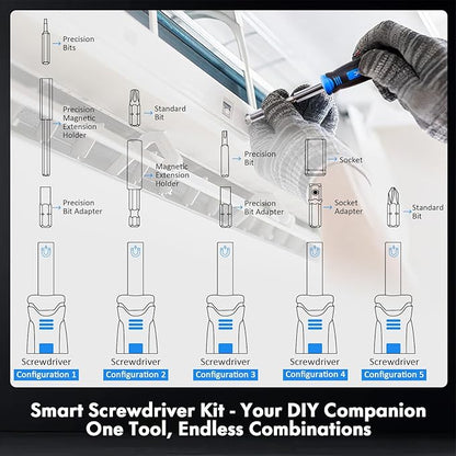 XOOL 78PCS Ratchet Screwdriver Set, Multi-Functional Precision Repair Tool Kit with 41PCS Bits, Precision Bits, 1/4" Sockets, Magnetic Tools for Electronics, Home Repair, DIY Toolbox