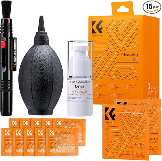 K&F CONCEPT 15-1 Lens Cleaning Kit for DSLR, Phone, Photography Enthusiasts