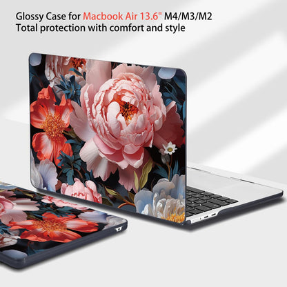 Teryeefi Compatible with MacBook Air 13.6 inch Case M2 M3 M4 M5 Release 2022 2023 2024 2025 2026,Model A3449 A3240 A3113 A2681,Design Slim Cover+Keyboard Cover+OTG Adapter, Colorful Peonies